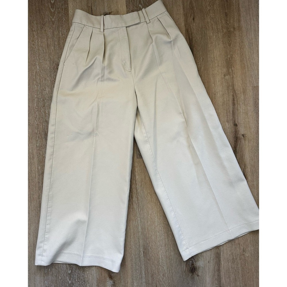 Banana Republic Cream Wide Leg Pants 6S High Rise Tailored Minimalist‎ Trouser